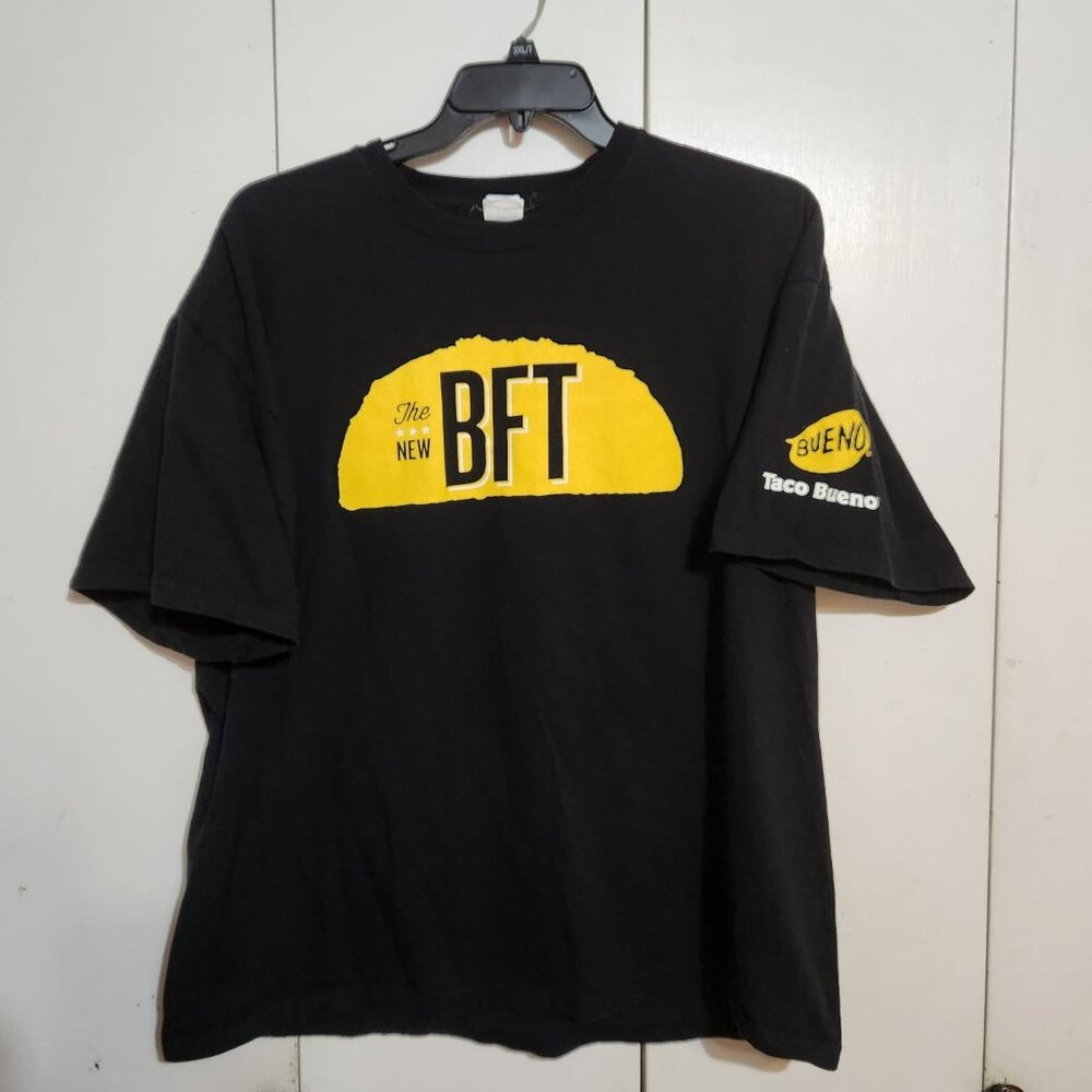 Vintage 2XL Taco Bueno BFT "How Big Is Your BFT?" Graphic Black Employee T-Shirt